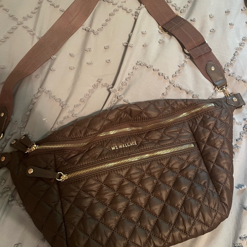 MZ Wallace Walnut Quilted Crosby Sling